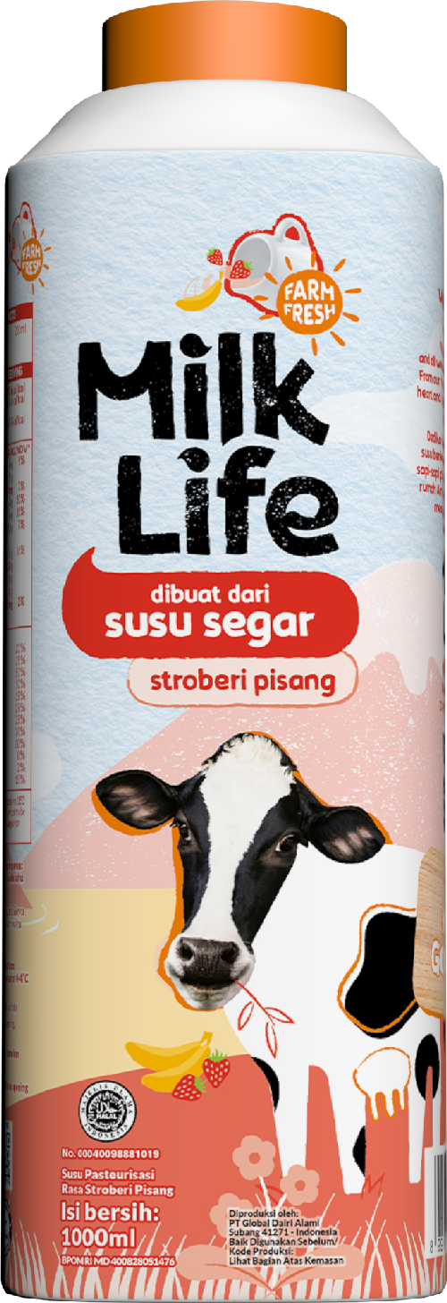MilkLife Fresh Milk Stroberi Pisang 1000ml