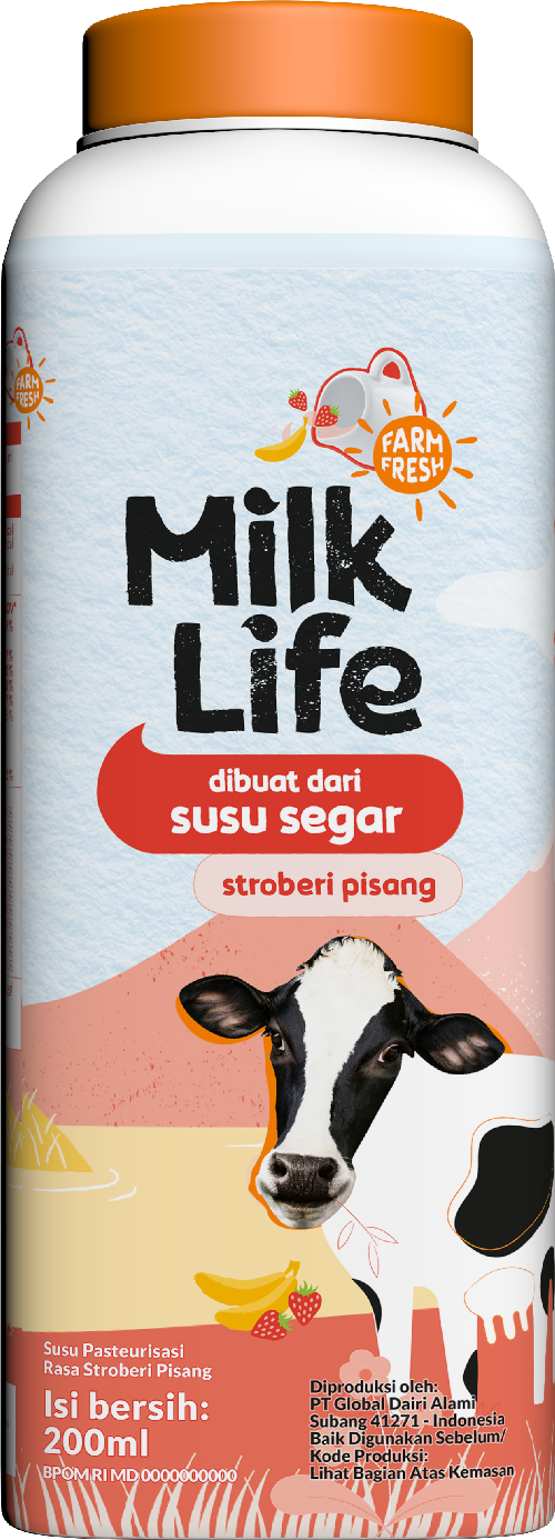 MilkLife Fresh Milk Stroberi Pisang 200ml